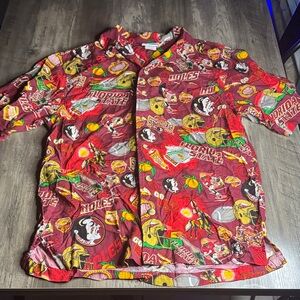 NCAA Garnet Florida State All-Over Print Short-Sleeve Button Down Shirt